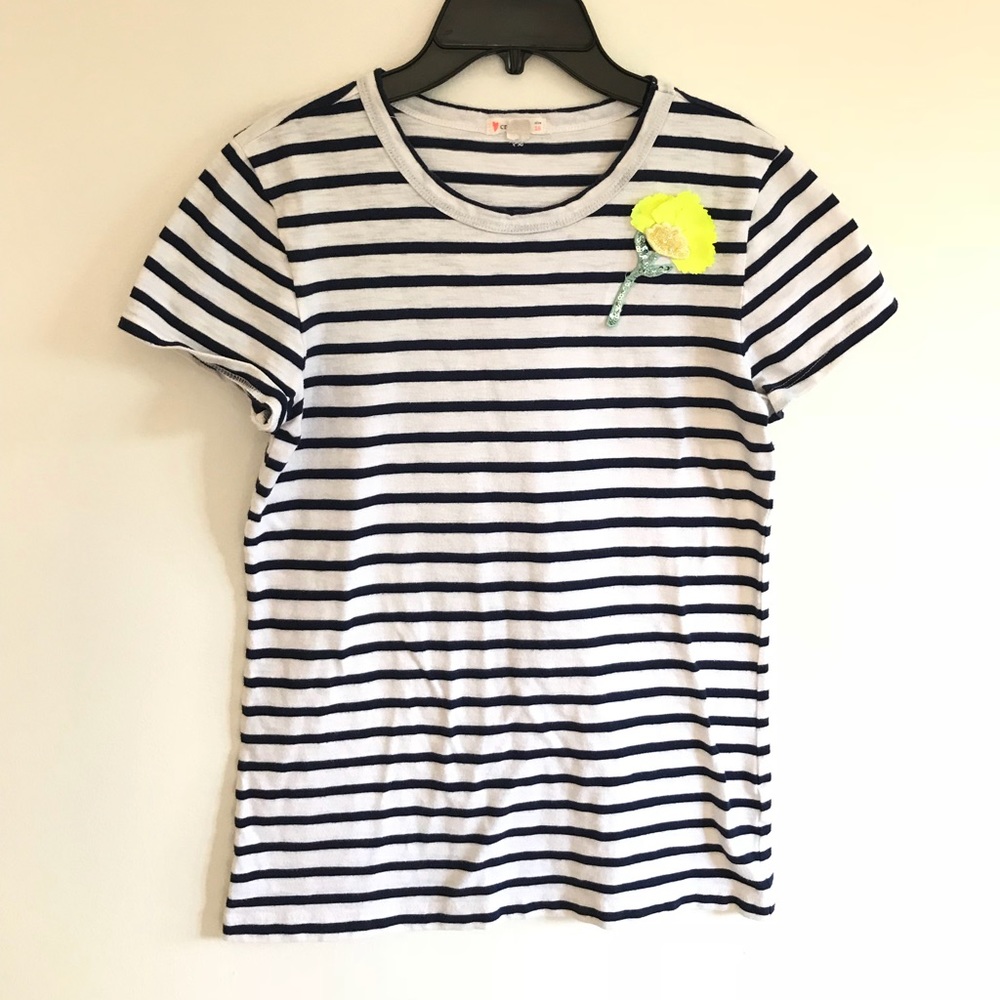 Crewcuts Striped Flower Tee